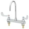 T&S Brass And Bronze Works T&S B-1142-QT5XPF15 Deck Mounted Workboard Faucet With 8" Centers, 5 11/16" Gooseneck Spout, 1.5 GPM Flow Regulator Swivel Piece, Eterna Cartridges, Wrist Handles