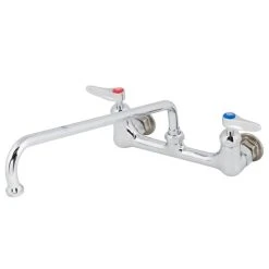 T&S Brass And Bronze Works T&S B-2299-CR Wall Mounted Faucet With 8" Adjustable Centers, 14" Swing Spout, Stream Regulator Outlet, Cerama Cartridges, And Lever Handles