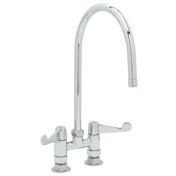 T&S Brass And Bronze Works Equip By T&S 5F-4DWS09 Deck Mount Mixing Faucet With Wrist Action Handles And 9" Swing Nozzle On 4" Centers - Image 2