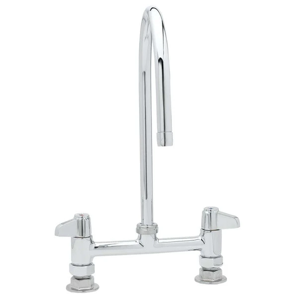 T&S Brass And Bronze Works Equip By T&S 5F-8DLS09 Deck Mounted Faucet With 9" Gooseneck Spout, 8" Centers, Laminar Flow Device, And Lever Handles - Image 2