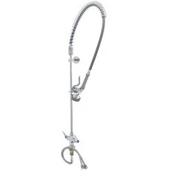 T&S Brass And Bronze Works T&S B-0113-BR EasyInstall Deck Mounted 45" High Pre-Rinse Faucet With Flex Inlets, 44" Hose, And 6" Wall Bracket