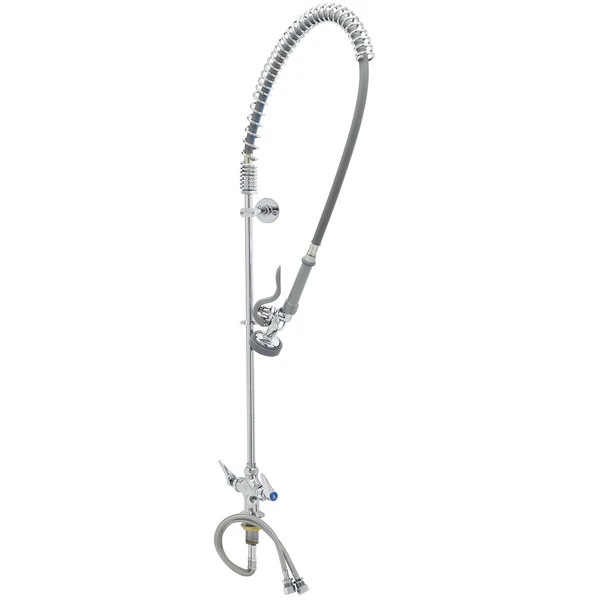 T&S Brass And Bronze Works T&S B-0113-BR EasyInstall Deck Mounted 45" High Pre-Rinse Faucet With Flex Inlets, 44" Hose, And 6" Wall Bracket