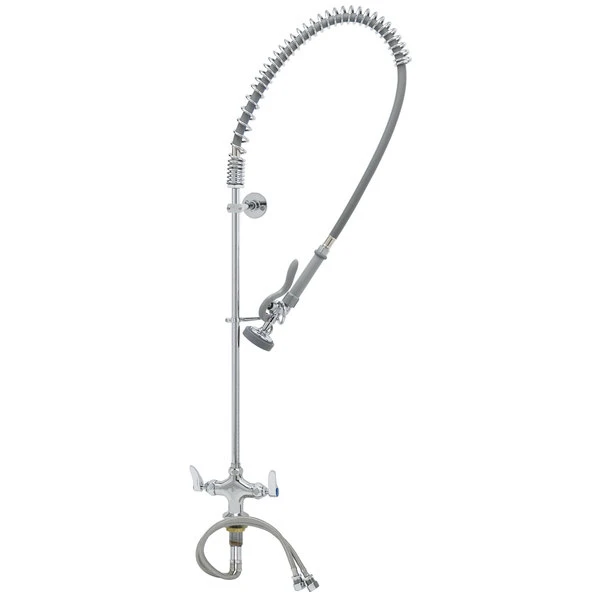 T&S Brass And Bronze Works T&S B-0113-BR EasyInstall Deck Mounted 45" High Pre-Rinse Faucet With Flex Inlets, 44" Hose, And 6" Wall Bracket - Image 2