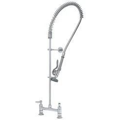 T&S Brass And Bronze Works T&S B-0123-CR-B EasyInstall Deck Mounted 45" High Pre-Rinse Faucet With Adjustable 8" Centers, 44" Hose, And 6" Wall Bracket