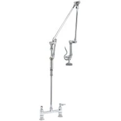 T&S Brass And Bronze Works T&S B-0124 Deck Mounted 41" High Pre-Rinse Faucet With Adjustable 8" Centers, And Roto-Flex Support