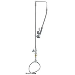 T&S Brass And Bronze Works T&S B-0171 Deck Mounted 39 1/16" High Pre-Rinse Faucet With Flex Inlets, Swivel Arm, And 20" Hose