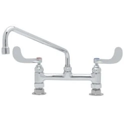 T&S Brass And Bronze Works T&S B-0221-WH4 Deck Mounted Pantry Faucet With 8" Adjustable Centers, 12" Swing Spout, Stream Regulator Outlet, Eterna Cartridges, And Wrist Handles