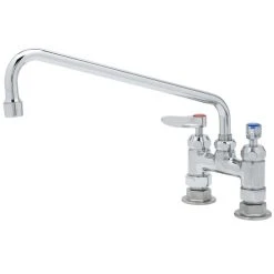 T&S Brass And Bronze Works T&S B-0225-CR Deck Mounted Faucet With 12" Swing Nozzle, 4" Adjustable Centers, 9.8 GPM Stream Regulator Outlet, Cerama Cartridges, And Lever Handles