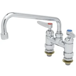 T&S Brass And Bronze Works T&S B-0226-CC Deck Mounted Faucet With 10" Swing Nozzle, 4" Centers, 17.9 GPM Stream Regulator Outlet, Eterna Cartridges, And Lever Handles