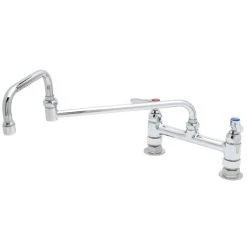 T&S Brass And Bronze Works T&S B-0246 Deck Mounted Faucet With 15" Double Jointed Swing Nozzle, 8" Adjustable Centers, 19.5 GPM Stream Regulator Outlet, Eterna Cartridges, And Lever Handles