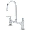 T&S Brass And Bronze Works T&S B-0321-CC-CR Deck Mounted Faucet With 8" Centers, 5 11/16" Swivel Gooseneck Spout, Cerama Cartridges, And CC Connections
