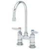 T&S Brass And Bronze Works T&S B-0325 Deck Mounted Faucet With 13 1/4" Gooseneck Nozzle, 4" Adjustable Centers, 17.9 Stream Regulator Outlet, Eterna Cartridges, And Lever Handles