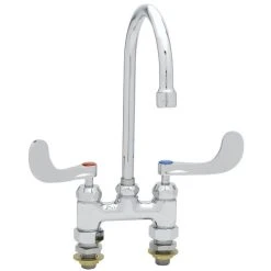 T&S Brass And Bronze Works T&S B-0325-CC-CR Deck Mount Faucet With 4" Centers And Cerama Cartridges - 5 11/16" Gooseneck Spout