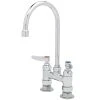 T&S Brass And Bronze Works T&S B-0325-CC-CR-W4 Deck Mount Faucet With 4" Centers, Cerama Cartridges, And Wrist Action Handles - 5 11/16" Gooseneck Spout