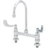 T&S Brass And Bronze Works T&S B-0326 Deck Mounted Faucet With 5 1/2" Gooseneck Nozzle, 4" Adjustable Centers, 17.9 GPM Stream Regulator Outlet, Eterna Cartridges, And Lever Handles