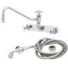 T&S Brass And Bronze Works T&S B-1157-12 Wall Mount Workboard Faucet With 8" Centers, 11 7/8" Nozzle, Escutcheon, 72" Hose, And Angled Spray Valve