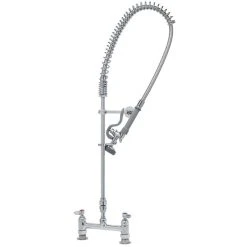 T&S Brass And Bronze Works T&S B-2277 EasyInstall Deck Mounted 39 1/4" High Pre-Rinse Faucet With Adjustable 8" Centers, 44" Hose, 12" Wall Bracket, And Installation Kit