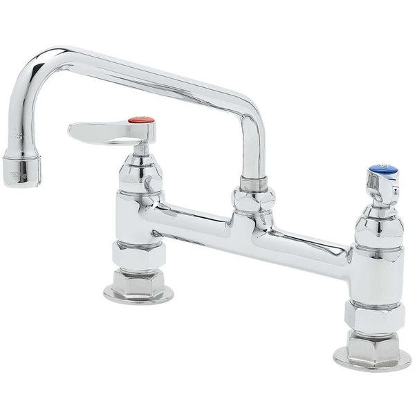 T&S Brass And Bronze Works T&S B-2280-060X Deck Mounted Faucet With 8" Swing Nozzle, 8" Adjustable Centers, 18.39 GPM Stream Regulator Outlet, Eterna Cartridges, And Lever Handles