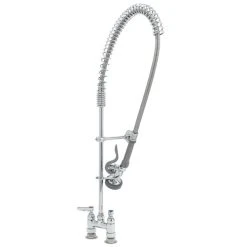 T&S Brass And Bronze Works T&S B-2288 EasyInstall Deck Mounted 45" High Pre-Rinse Faucet With Adjustable 4" Centers, 44" Hose, And 6" Wall Bracket