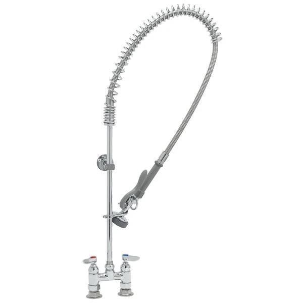 T&S Brass And Bronze Works T&S B-2288 EasyInstall Deck Mounted 45" High Pre-Rinse Faucet With Adjustable 4" Centers, 44" Hose, And 6" Wall Bracket - Image 2