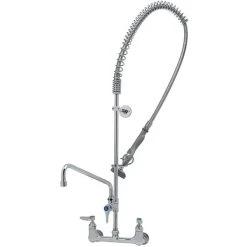 T&S Brass And Bronze Works T&S B-2405 Wall Mounted 37 5/8" High Pre-Rinse Faucet With Adjustable 8" Centers, 44" Hose, 12" Add-On Faucet, And 6" Wall Bracket