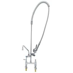 T&S Brass And Bronze Works T&S B-2430 Wall Mounted 42" High Pre-Rinse Faucet With Adjustable 8" Centers, 54" Hose, And 12" Add-On Faucet