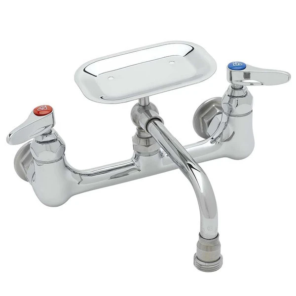 T&S Brass And Bronze Works T&S B-2489 Wall Mount Mixing Faucet With 8" Adjustable Centers, 6" Swing Nozzle, Soap Dish, And Eterna Cartridges - Image 2