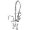 T&S Brass And Bronze Works T&S MPZ-4DLN-06 EasyInstall Deck Mounted 24 5/8" High Mini Pre-Rinse Faucet With Adjustable 4" Centers, 24" Hose, 6" Add-On Faucet, And 6" Wall Bracket