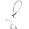 T&S Brass And Bronze Works T&S B-0133-A12-08C EasyInstall Wall Mounted 37 1/2" High Pre-Rinse Faucet With Adjustable 8" Centers, Ergonomic Low Flow Spray Valve, 44" Hose, And 12" Add-On Faucet