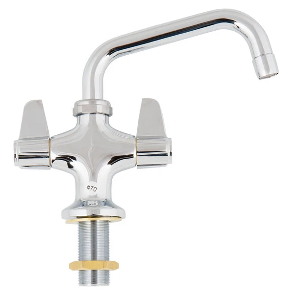 T&S Brass And Bronze Works Equip By T&S 5F-2SLF06 Deck Mounted Single Hole Faucet With Flex Inlets, 6 1/8" Swing Spout, Laminar Flow Device, Cerama Cartridges, And Lever Handles - Image 2