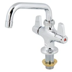 T&S Brass And Bronze Works Equip By T&S 5F-2SLF06 Deck Mounted Single Hole Faucet With Flex Inlets, 6 1/8" Swing Spout, Laminar Flow Device, Cerama Cartridges, And Lever Handles