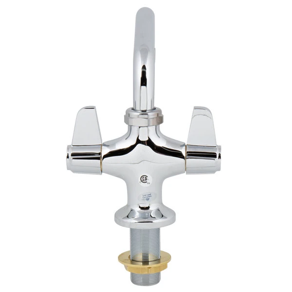 T&S Brass And Bronze Works Equip By T&S 5F-2SLF06 Deck Mounted Single Hole Faucet With Flex Inlets, 6 1/8" Swing Spout, Laminar Flow Device, Cerama Cartridges, And Lever Handles - Image 4