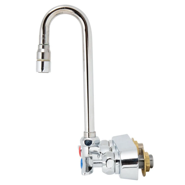 T&S Brass And Bronze Works T&S B-1115-132XN5CR Wall Mounted Workboard Faucet With 2 7/8" Gooseneck Spout, 4" Centers, .5 GPM Non-Aerated Spray Device, Cerama Cartridges, And Lever Handles - Image 3