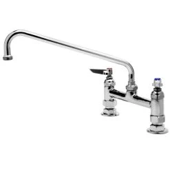 T&S Brass And Bronze Works T&S B-0221 Deck Mounted Faucet With 12" Swing Nozzle, 8" Adjustable Centers, 18.39 GPM Stream Regulator Outlet, Eterna Cartridges, And Lever Handles