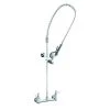 T&S Brass And Bronze Works T&S B-0133-CR-V-BE EasyInstall Wall Mounted 37" High Pre-Rinse Faucet With Adjustable 8" Centers, 44" Hose, Installation Kit, Vacuum Breaker, And 6" Wall Bracket