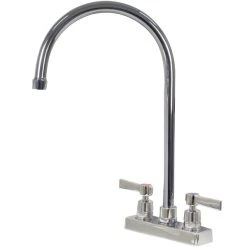 Advance Tabco K-55 Deck Mounted Faucet With 8 1/2" Gooseneck Nozzle, 4" Centers, 2 GPM Aerator, And Lever Handles