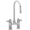 T&S Brass And Bronze Works Equip By T&S 5F-4DLS05A Deck Mounted Faucet With 5 9/16" Gooseneck Spout, 4" Centers, 2.2 GPM Aerator, And Lever Handles