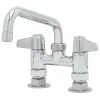 T&S Brass And Bronze Works Equip By T&S 5F-4DLS08A Deck Mounted Faucet With 4" Centers, 8 1/8" Swing Spout, 2.2 GPM Aerator, And Lever Handles