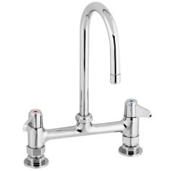 T&S Brass And Bronze Works Equip By T&S 5F-8DLS05CA Deck Mounted Faucet With 5 7/8" Gooseneck Spout, 8" Centers, 2.2 GPM Aerator, And Lever Handles