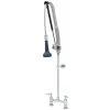 T&S Brass And Bronze Works T&S B-0123-CR-B8P 42 11/16" High Deck Mounted DuraPull Pre-Rinse Faucet 8" Adjustable Centers, 30" Hose, 1.07 GPM Spray Valve, And Wall Bracket
