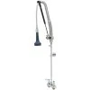 T&S Brass And Bronze Works T&S B-5110-CR-B8TP 42 3/4" High Deck Mounted DuraPull Pre-Rinse Faucet 4" Workboard Centers, 30" Hose, 1.07 GPM Spray Valve, Accessory Tee, And Wall Bracket