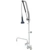 T&S Brass And Bronze Works T&S B-5110-12CRB8TP 47 3/16" High Deck Mounted DuraPull Pre-Rinse Faucet 4" Workboard Centers, 30" Hose, 1.07 GPM Spray Valve, 12" Add-On Faucet, Accessory Tee, And Wall Bracket