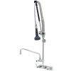 T&S Brass And Bronze Works T&S B-5125-12-CRB8P 38 1/2" High Wall Mounted DuraPull Pre-Rinse Faucet 8" Workboard Centers, 30" Hose, 1.07 GPM Spray Valve, 12" Add-On Faucet, And Wall Bracket