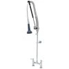 T&S Brass And Bronze Works T&S B-0123-CR-B8TP 44 5/8" High Deck Mounted DuraPull Pre-Rinse Faucet 8" Adjustable Centers, 30" Hose, 1.07 GPM Spray Valve, Accessory Tee, And Wall Bracket