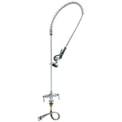 T&S Brass And Bronze Works T&S B-0113-R EasyInstall Deck Mounted 45" High Pre-Rinse Faucet With Flex Inlets And 44" Hose