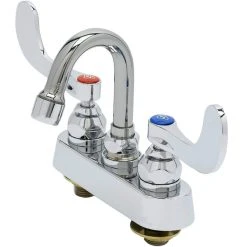 T&S Brass And Bronze Works T&S B-1110-131X-WH4 Deck Mounted Workboard Faucet With 4" Centers, 2 15/16" Gooseneck Spout, 2.2 GPM Aerator, Eterna Cartridges, And Wrist Handles
