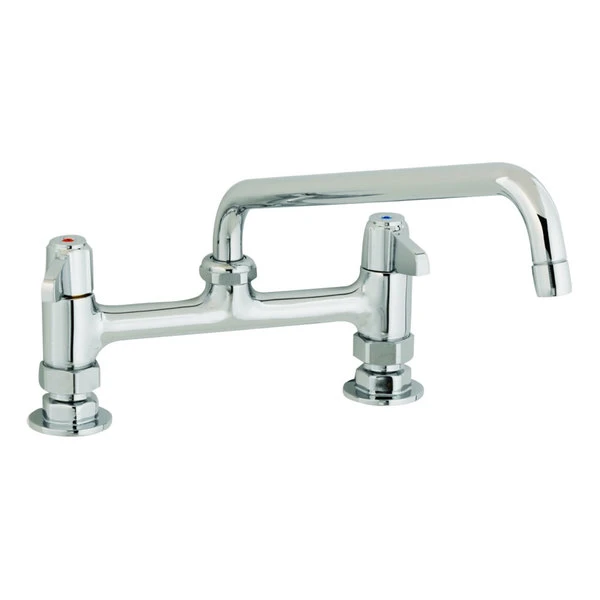 T&S Brass And Bronze Works Equip By T&S 5F-8DLS10 Deck Mount Mixing Faucet With Lever Handles And 10 1/8" Swing Nozzle On 8" Centers