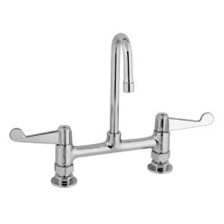 T&S Brass And Bronze Works Equip By T&S 5F-8DWS03 Deck Mounted Faucet With 2 13/16" Gooseneck Spout, 8" Centers, Laminar Flow Device, And Wrist Handles