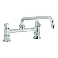 T&S Brass And Bronze Works Equip By T&S 5F-8DLS06 Deck Mount Mixing Faucet With Lever Handles And 6 1/8" Swing Nozzle On 8" Centers