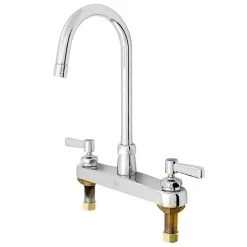 Zurn Z871B1-XL AquaSpec Deck Mount Faucet With 8" Centers, 5 3/8" Gooseneck Spout (2.2 GPM), Ceramic Cartridge, And Lever Handles